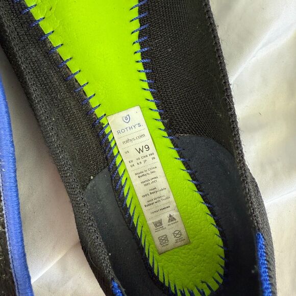 Rothys The Point Black Ballet Flats Womens Sz 9 Pointed Toe Knit Slip On Shoes - Picture 7 of 8